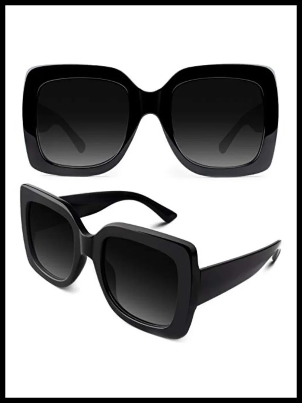 Oversized Square Frame Sunglasses Women Retro Trendy UV400 Protection